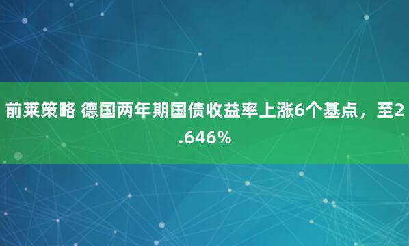 前莱策略 德国两年期国债收益率上涨6个基点，至2.646%